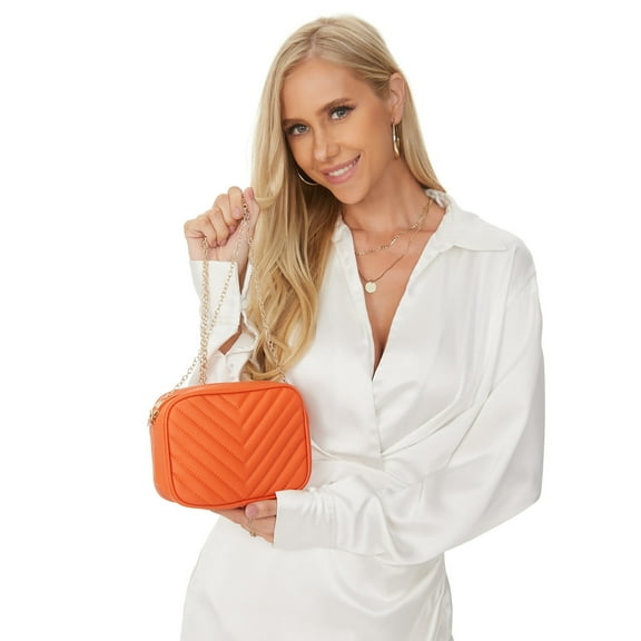 Crossbody Bag for Women,Women's Shoulder Handbags for Women Purse Lightweight Casual Travel Messenger Satchel Bags Multi Zipper Pockets Orange Xhshgfbi