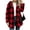 Red Buffalo Plaid, variant on Ozmmyan Women's Plaid Fleece Jacket with Hood and Pockets, Long Sleeve Button Front Spring Fall Cool Weather Coat Plus Size S-5XL