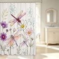 thumbnail image 2 of Erosebridal Transitional Dragonfly Shower Curtain 72Wx72L,Vintage Flowers Bathroom Curtain,White Pink, 2 of 5