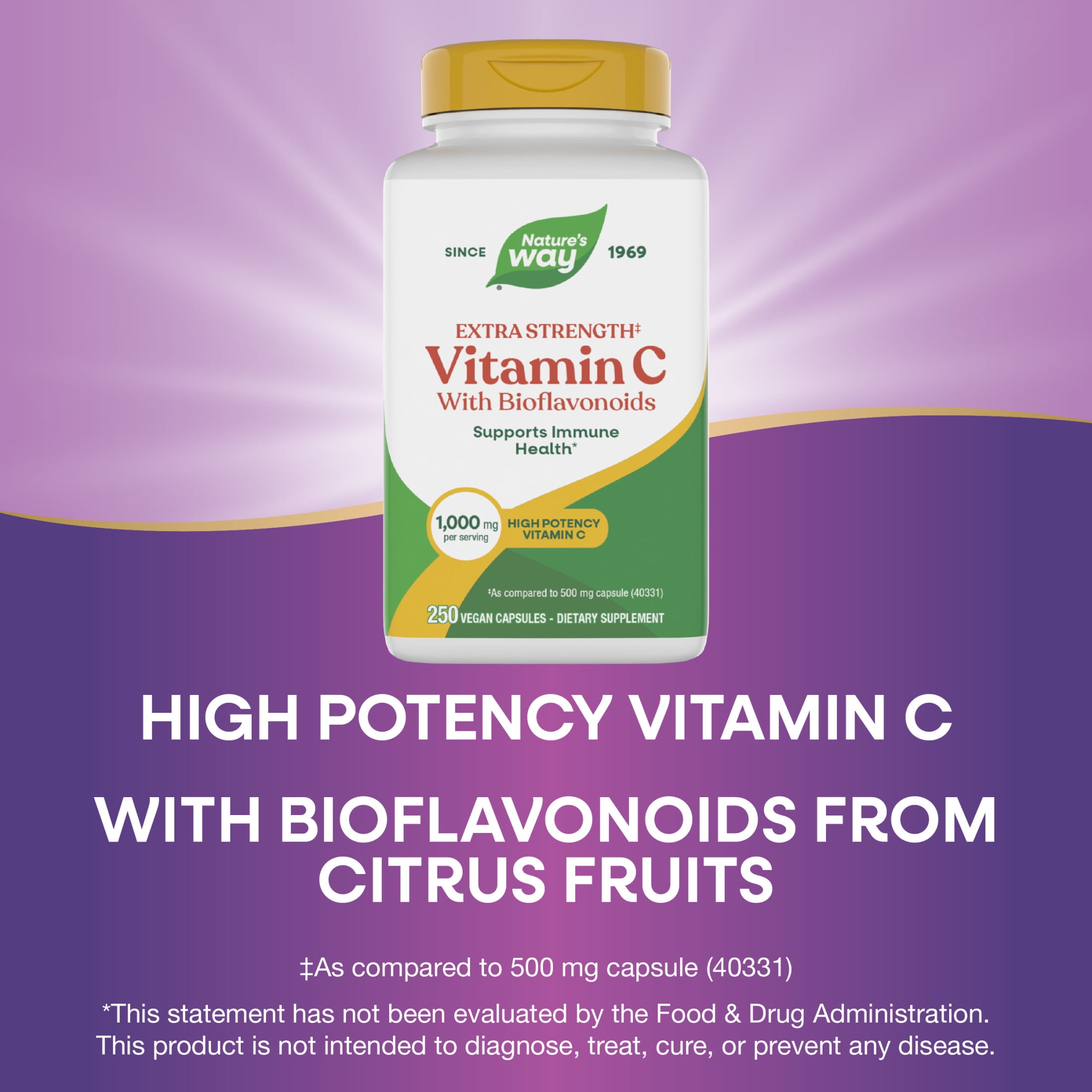 Nature’s Way Extra Strength‡ Vitamin C with Bioflavonoids Capsules, Supports Immune Health*, 250ct