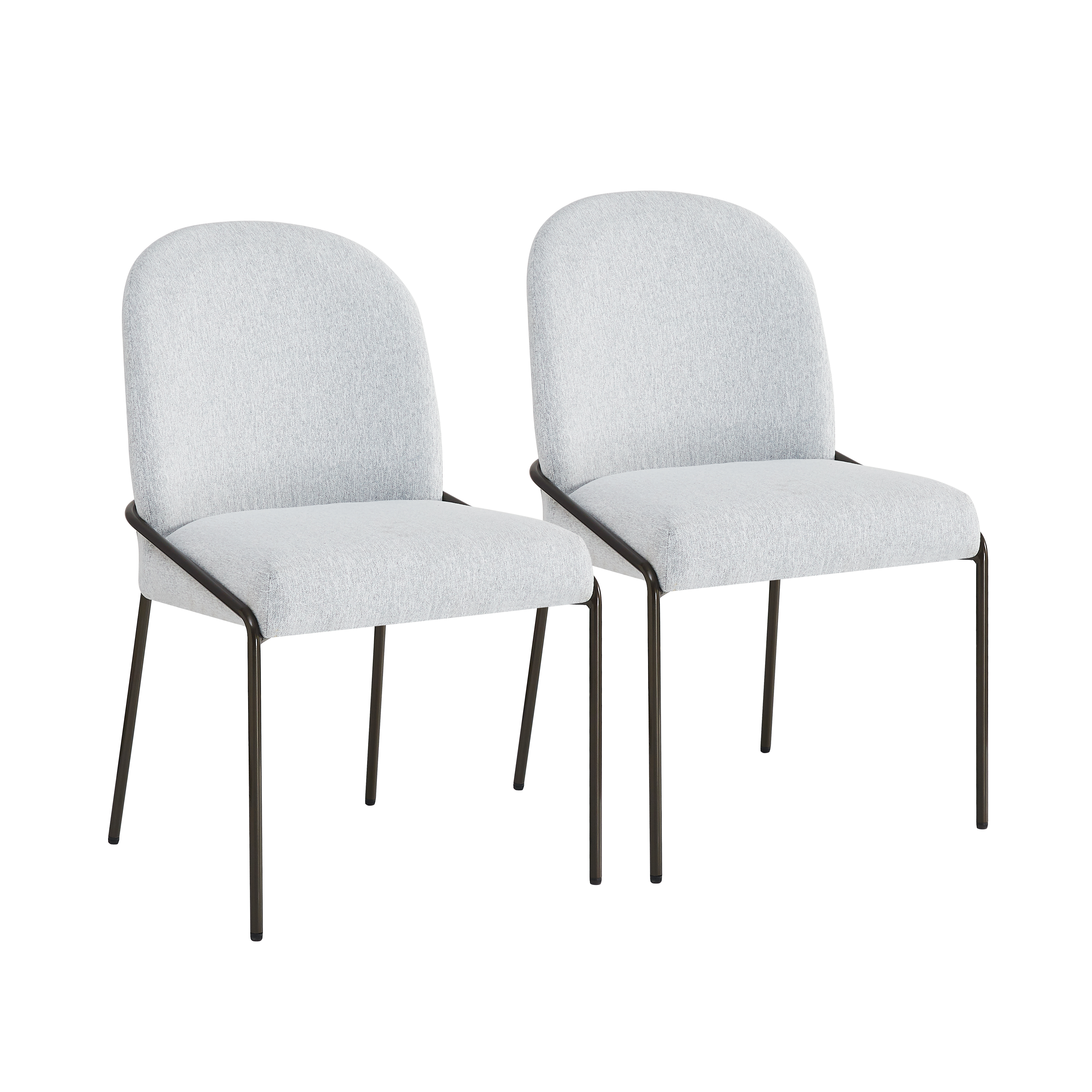 Euroco Upholstered Dining Chairs Set of 2, Mid Century Modern Kitchen Chairs with Cushion Seat and Iron Frame, Side Chairs for Home Office, Living Room, Dining Room,Light Grey