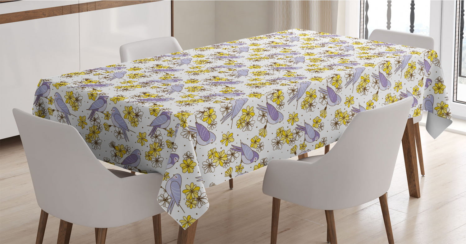 and Banquet Sizes Spring Flower Printed Fabric Tablecloth: Assorted Square Round 60 Inch x 84 Inch 