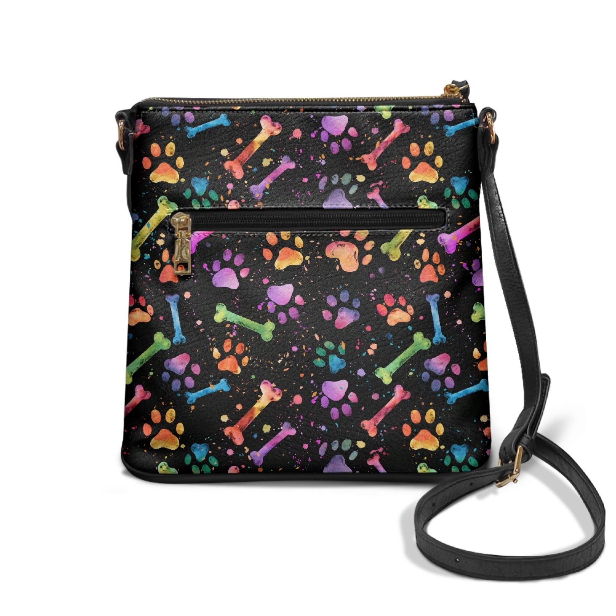 ZUXONGSY Colorful Dog Paw Bone Print Shoulder Bag for Women Mini Crossbody Purse Waterproof Satchel with Adjustable Wide Strap for Dating Workout