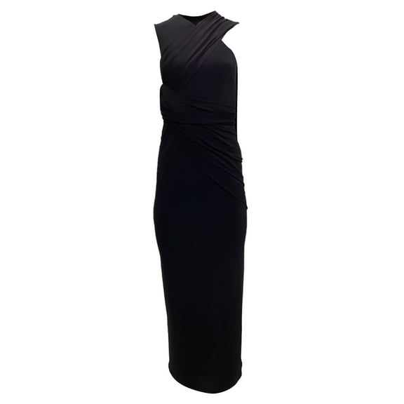 Pre-Owned Alexander Wang Asymmetrical Draped Cutout Back Dress in Black Acetate