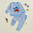 thumbnail image 6 of Kiijoy Boys Outfits Shark Embroidery Sweatshirt Pants Fall Sweatsuit, Sizes 18-24M, 6 of 7