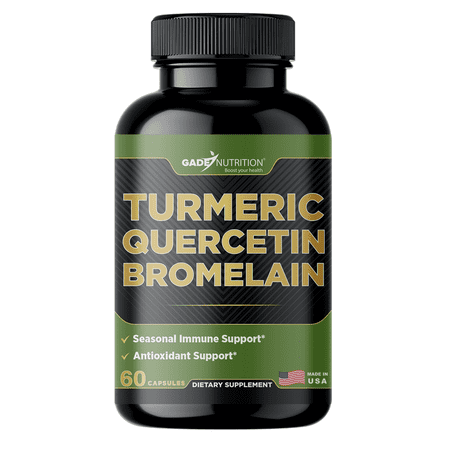 Gade Nutrition Turmeric Quercetin with Bromelain Supplement | Turmeric Supplement with Quercetin 500mg capsules for Immune Support, Allergy Relief, Joint Support