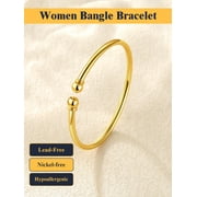 U7 14K Gold Plated Women Bangle Simple Polished Fashion Solid Cuff Bangle Christmas Birthday Mothers Day Gift