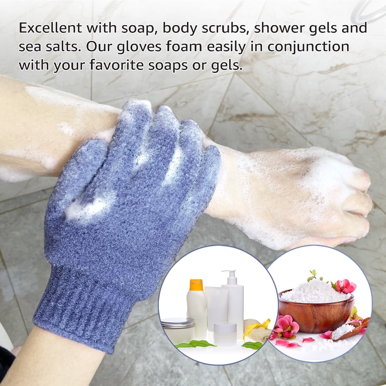 EvridWear Exfoliating Dual Texture Bath Gloves, Purple photo 6