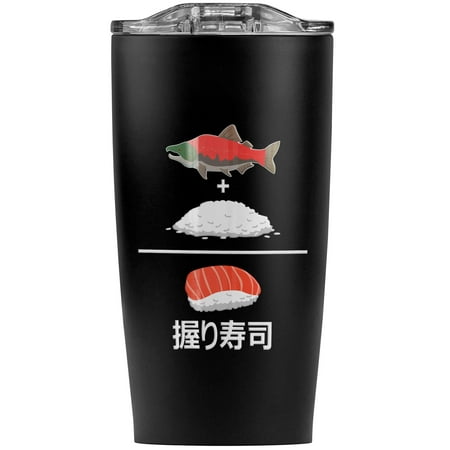 

Salmon Plus Rice Equals Sushi Nigiri Stainless Steel 20 oz Travel Tumbler Vacuum Insulated & Double Wall with Leakproof Sliding Lid | Great for Coffee/Hot Drinks and Cold Beverages