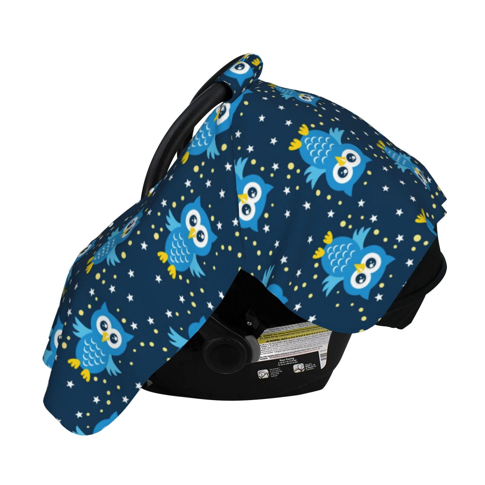 Naloa Blue Owl Baby Car Seat Cover, Breathable Baby Carrier Cover, Multiuse Baby Carrier Cover & Nursing Breastfeeding Cover