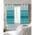 thumbnail image 3 of Fsddascl Turquoise Ombre Stripe Blackout Curtains for Bedroom/Living Room, Thermal Insulated Kitchen Curtains, Farmhouse Striped Gradient Grommet Darkening Window Treatment Drapes 52"x72"x2, 3 of 8