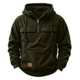 thumbnail image 5 of QHFBli Men's Pullover Hoodie Mens Corduroy Raglan Sleeve Zip Pocket Hooded Pullover Sweatshirt for Autumn Winter Daily Casual Wear Green S, 5 of 5