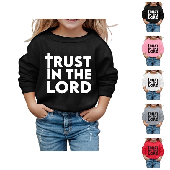 Kids Christian Sweatshirts Long Sleeve Crewneck Bible Verse Graphic Sweatshirt for Boy Girl Pullover Tops