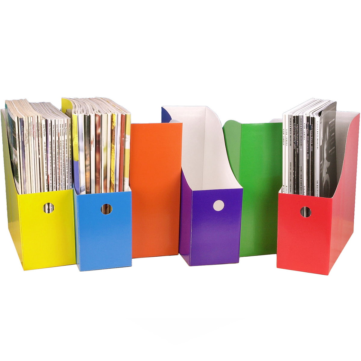 Evelots Magazine File Holder-Organizer-Full 4 Inch Wide-White-with Labels-Set/12 