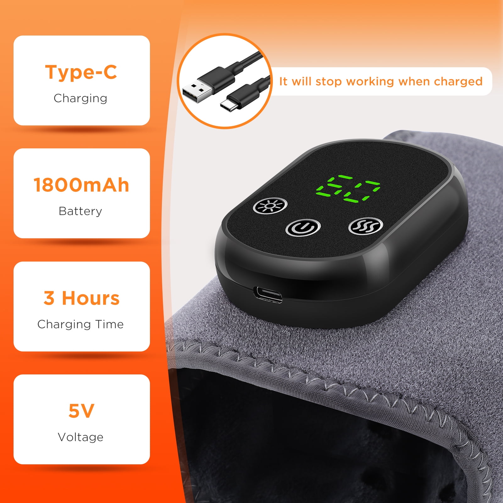 Cordless Ankle Massager with Heat, Foot Massager,Ankle Heating Pad, USB Rechargeable Heated Ankle Brace Wrap Warmer, 5 Heat Levels, 3 Vibration Modes, Auto Shut Off