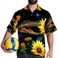 thumbnail image 4 of Crocodile Starry Sky Sunflower Men's Short Sleeve Casual Printed Button Down Beach Shirts, 4 of 6