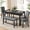 Gray, variant on ZIVACATE 5 Piece Dining Table Set for 4, Industrial for Kitchen Table Counter with 4 PU Dining Benches, Space-Saving, Rectangle Kitchen Table and Chairs for Dining Room, Apartment, Walnut