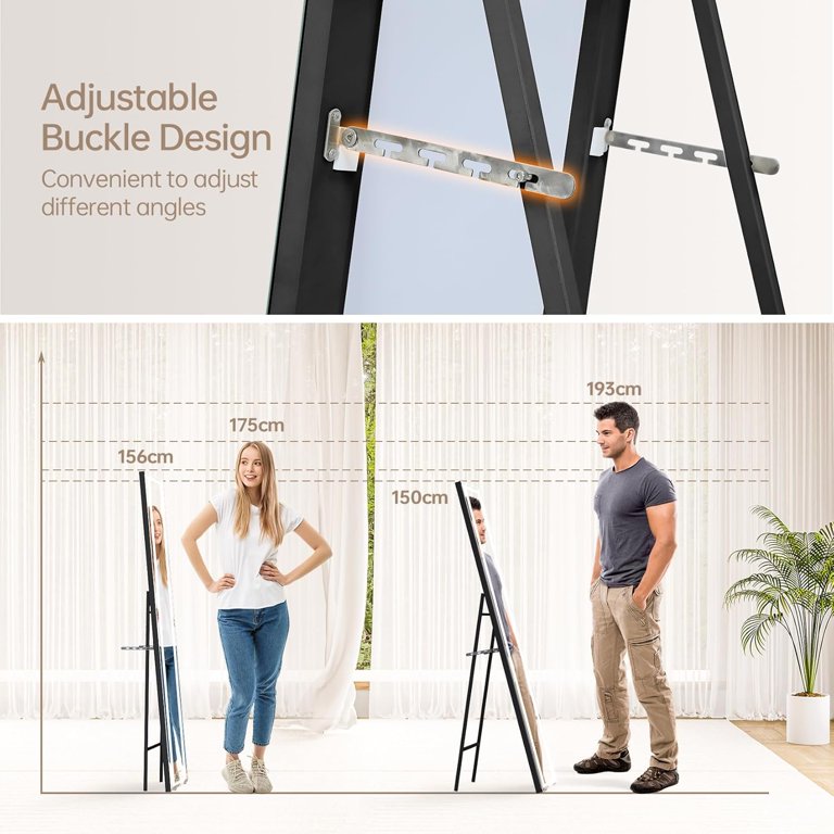 Simple Deluxe 59x16 Inch Standing Mirror - Aluminum Frame, Shatter-Proof, Free-Standing Or Wall-Mounted
