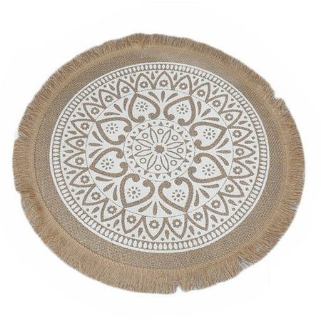 

Round Linen Placemat Coaster Anti-Scald Restaurant Table Mat
