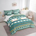 thumbnail image 3 of Manfei Retro Boho Aztec 7pcs Bedding Comforter Set,bohemian Exotic Style Queen Bedding Sets,Cyan Beige Rhombus Queen Sheet Sets For Boys Kids,Luxury Bedroom Decor Reversible, 3 of 8