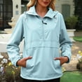thumbnail image 4 of hotojiny Women Rain Coats Lightweight Waterproof Half Zipper Sweatshirt Pullover Outdoor Pocket Rain Jacket with Hood, 4 of 6