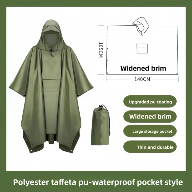 Typpkmm Chubasquero Militar Para Exteriores with Poncho Impermeable Para Acampar, army green B