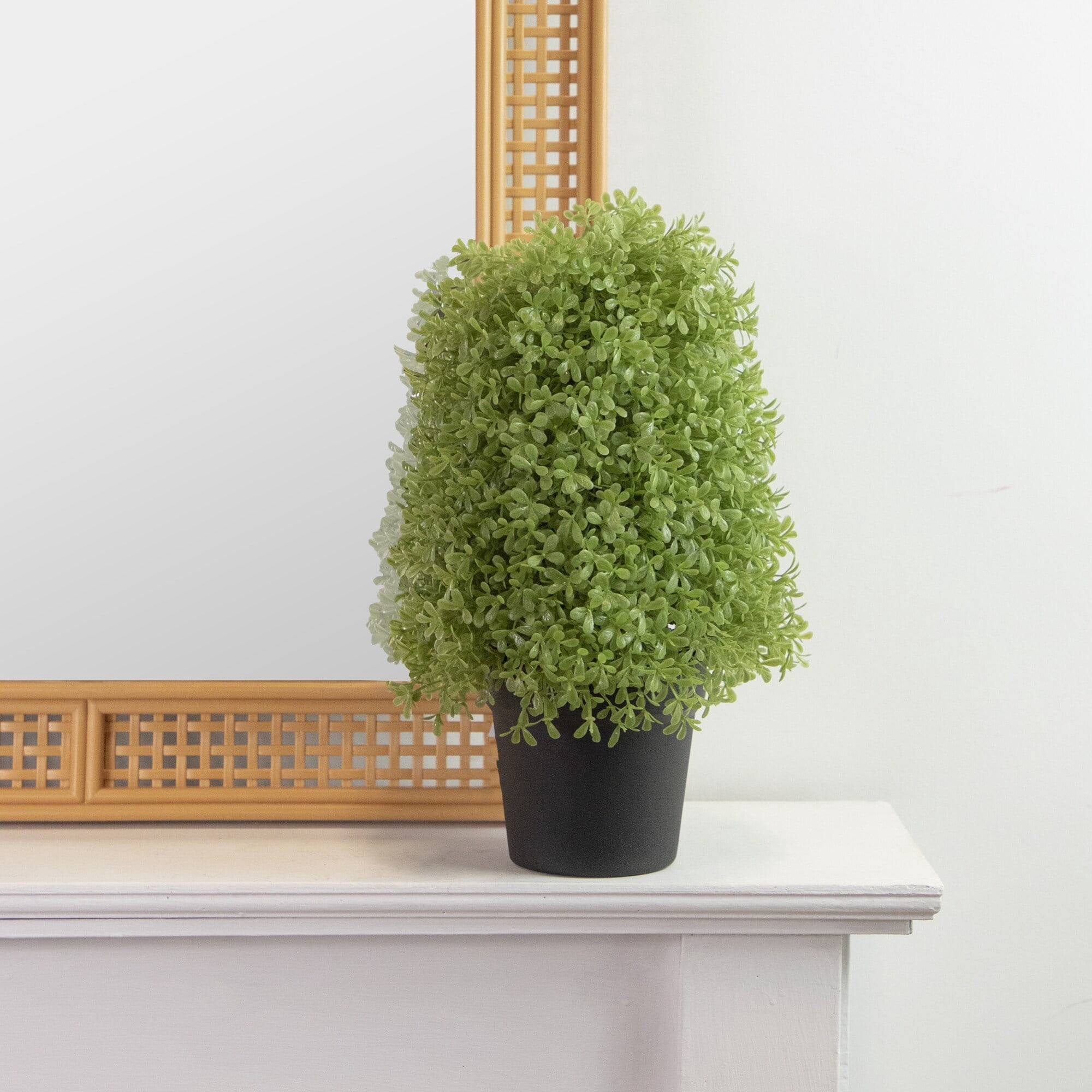 15" Artificial Boxwood Cone Topiary Tree with Round Pot  Unlit - 9