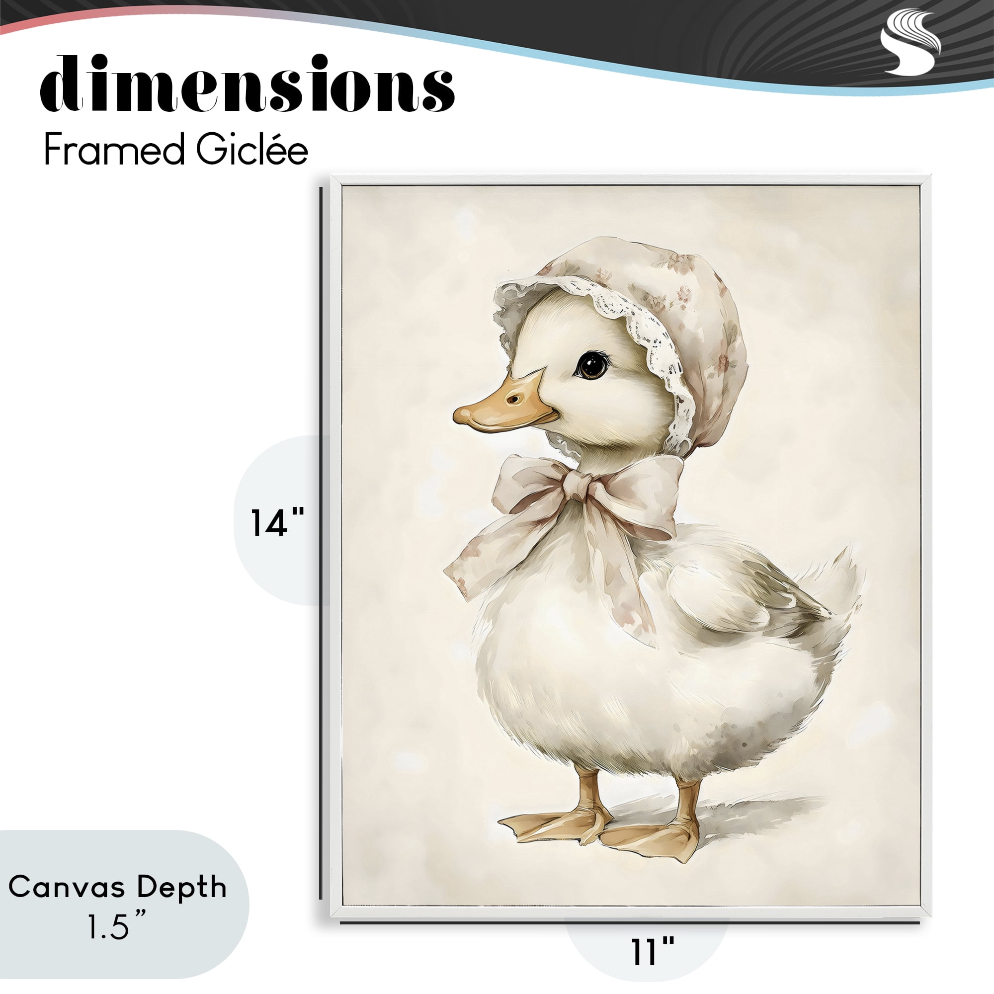Stupell Industries Duck Wearing Bonnet White Framed Giclee Art, design by Arlington Prints