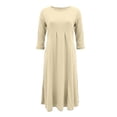 thumbnail image 5 of DHFJKG Wedding Guest Dresses For Women Casual Summer Dress 3/4 Sleeve Crew Neck Solid Color Flowy Swing A-Line Midi Dress Daily Wear Soft Dresses, 5 of 5