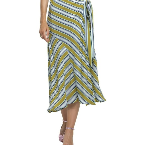 ASTR The Label Womens Teagan Striped Midi Skirt, Yellow, Small