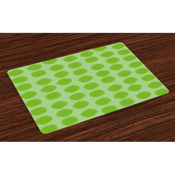 Lime Green Placemats Set of 4 Simplistic Formless Geometric Shapes in