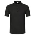 thumbnail image 5 of Men's Short Sleeve Casual Shirt, Solid Color Stand Collar, 3-Button Versatile Summer Top, 5 of 8