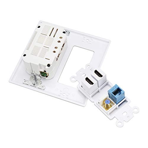 Cargador de placa de pared con toma USB, 2 tomacorriente 15A con puert