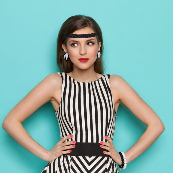 KAJNBN 1Pcs Headband for Women Black Classic Braid Style Hair Accessory