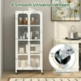 thumbnail image 6 of YYAo Glass Doors Storage Cabinet with Wheels and Adjustable Shelves-White, 6 of 10