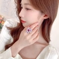 thumbnail image 5 of French Court Style Light Luxury High-end Ring Femininity Ruby Super Flash Heavy Industry Color Treasure Three-dimensional Flower Ring, 5 of 15