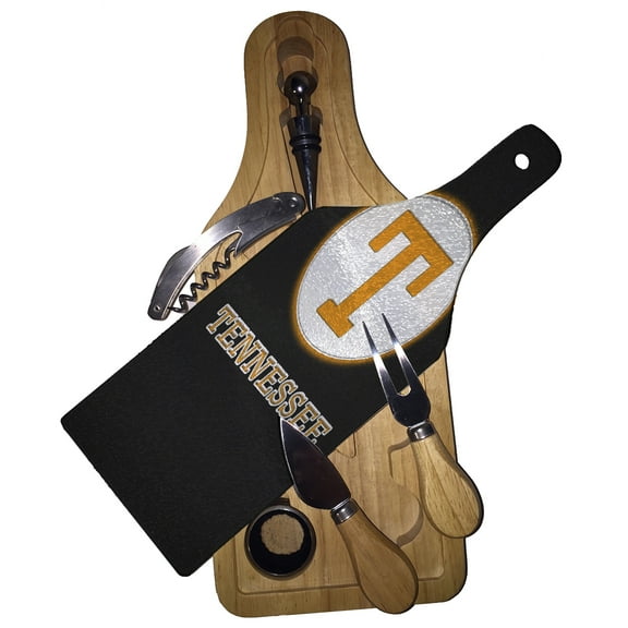 KuzmarK Wine & Cheese Glass Cutting Board Wood Box Gift Set - Tennessee