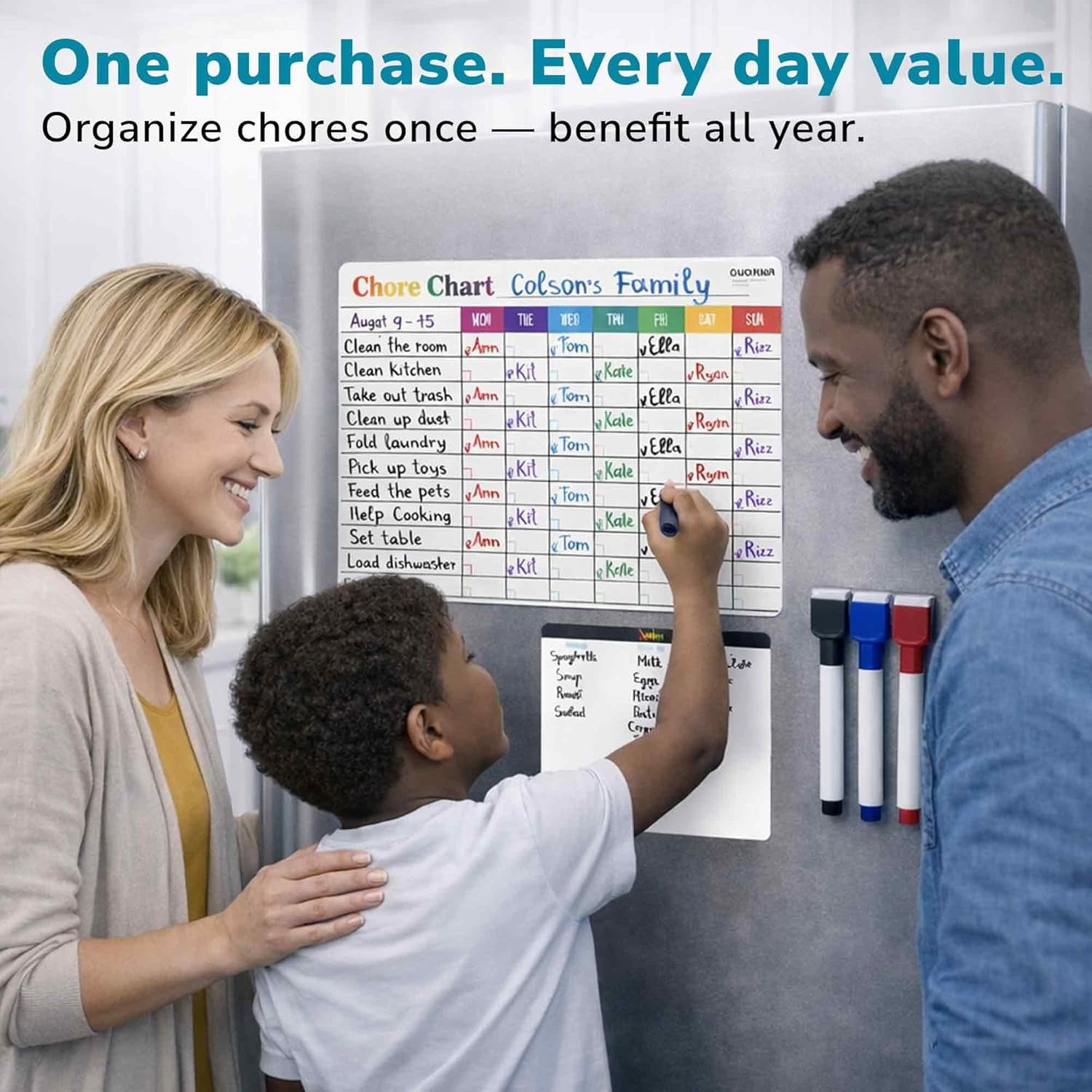 Quokka Magnetic Chore Chart for Kids at Home - Gift Reward Visual Schedule Chart - Dry Erase Weekly Planner