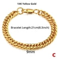 thumbnail image 5 of 8-14mm Chunky Miami Curb Chain Bracelet for Men, 14K Yellow Gold Cuban Link Chain Wristband Classic Punk Heavy Male Jewelry, 5 of 7