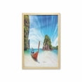 thumbnail image 1 of Tropical Wall Art with Frame, Surreal Beach in Thailand with an Old Wooden Boat Island Ocean Picture, Printed Fabric Poster for Bathroom Living Room, 23" x 35", Fern Green Blue Cream, by Ambesonne, 1 of 2