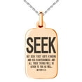 thumbnail image 4 of Stainless Steel Seek First God's Kingdom Matthew 6:33 Engraved Small Rectangle Dog Tag Charm Pendant Necklace, 4 of 4