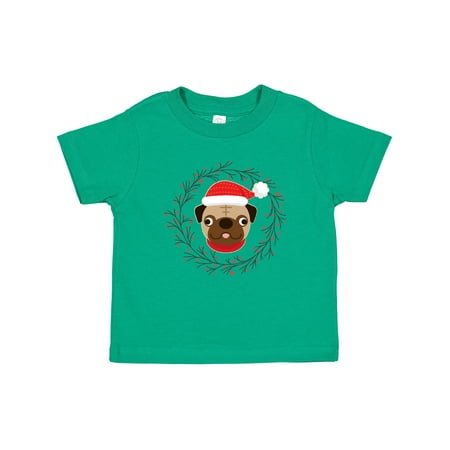 

Inktastic Pug Dog Christmas Holiday Wreath Gift Baby Boy or Baby Girl T-Shirt
