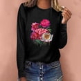 thumbnail image 2 of Pompotops T-shirt Décontracté Imprimé pour Femmes Col Rond Manches Longues Blouse, 2 of 7