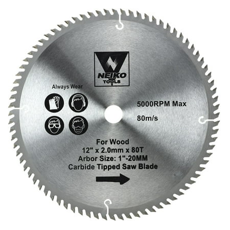 Neiko 10768A 12-Inch Carbide Tipped Miter Saw Blade | 80