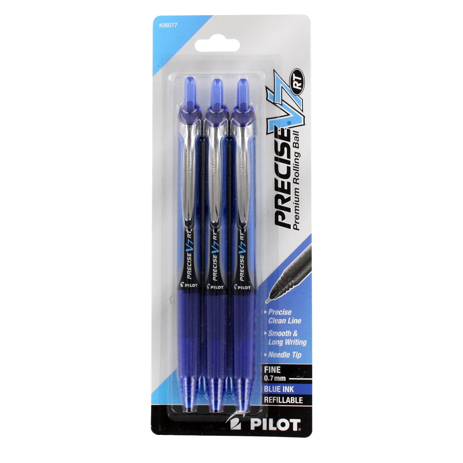 Precise V7 Roller Ball Pen, Stick, Fine 0.7 mm, Blue Ink, Blue/Clear  Barrel, Dozen - BOSS Office and Computer Products