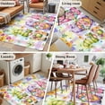 thumbnail image 5 of Watercolor Floral Gnomes Area Rugs 4'x6', Washable Small Throw Rugs for Office Bathroom, Spring Flowers Butterflies Grid Indoor Outdoor Rug Non-Slip Low Pile Carpet Runner Reversible Floor Mats, 5 of 8