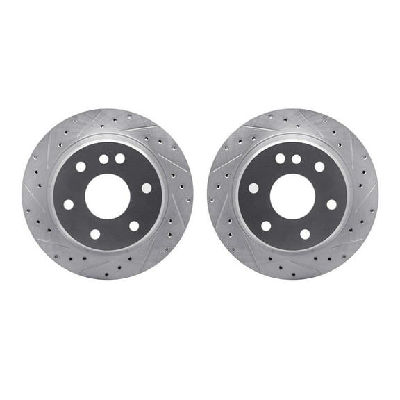 Dynamic Friction Company Rear Brake Rotors-Drilled and Slotted-Silver 7002-48055