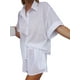 thumbnail image 5 of Txlixc, conjunto de ropa informal para mujer, camisas con botones de manga 3/4 de Color sólido de verano, Tops y pantalones cortos con cordón, trajes Txlixc Moda, 5 of 9
