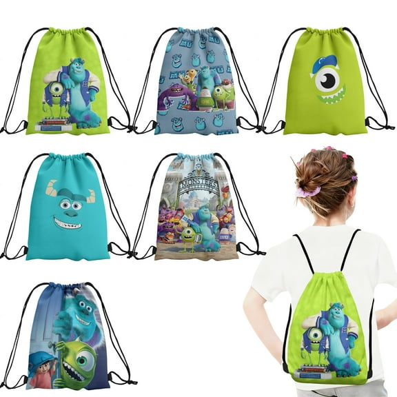 12 Pcs Monster Univers-ity Candy Drawstring Bag Drawstring Goodie Favor Bags for Boys and Girls Cartoon Birthday Party Decorations 27x34cm