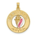 thumbnail image 1 of FB Jewels 14K Yellow Gold Sanibel On Round Frame with Enamel Conch Shell Center Pendant, 1 of 2